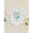 thumbnail image 2 of Faithtur Barboteuse de Pâques pour Bébé, Imprimé Lettre Rabbit, Manches Courtes, Col Rond, pour Garçons et Filles, 0-18 Mois, 2 of 9
