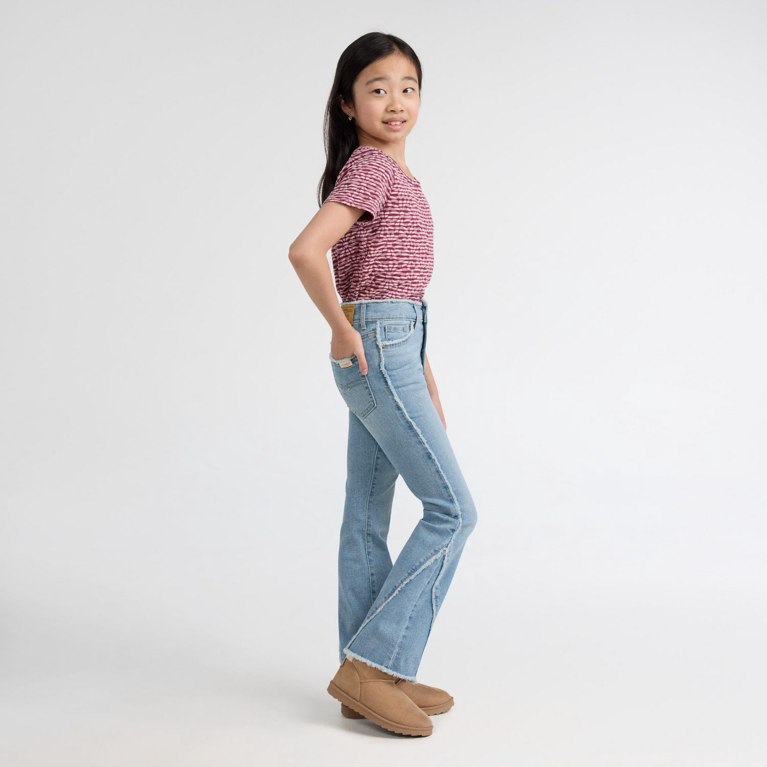 Levi Strauss Signature Jean Évasé à Bords Effilochés pour Fille, tailles 5 18