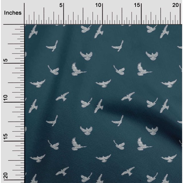 oneOone Cotton Poplin Fabric Bird Ikat Print Fabric BTY 56 Inch Wide