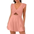 thumbnail image 2 of DPTALR Maillot de Bain pour Femme Robe de Bain à Volants Découpes Col en V Portefeuille, 2 of 9