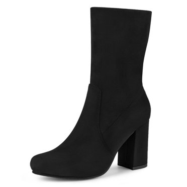 Unique Bargains Bottines à Talon Bloc Pliables Extensibles pour Femme Noir US 7.5