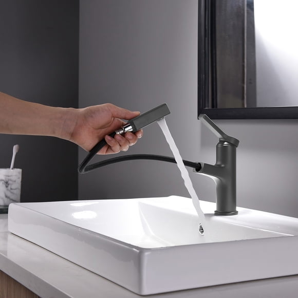 PEONAVET Bathroom Faucet Bathroom Faucet Handle Bathroom Sink Faucet, Bathroom Vanity Sink Faucets with Faucet Supply Lines, 1 Or 3 Hole , Black