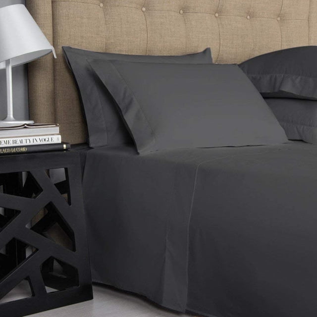 300 Thread Count 100% Egyptian Cotton 4-Piece Bed Sheet Set (1 Flat, 1 Fitted Sheet, 2 Pillow Covers) 24 Inches Deep Pocket Solid Pattern