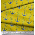 thumbnail image 2 of Soimoi Yellow Velvet Fabric Anchor Hook Nautical Decor Fabric Printed Yard 58 Inch Wide, 2 of 3