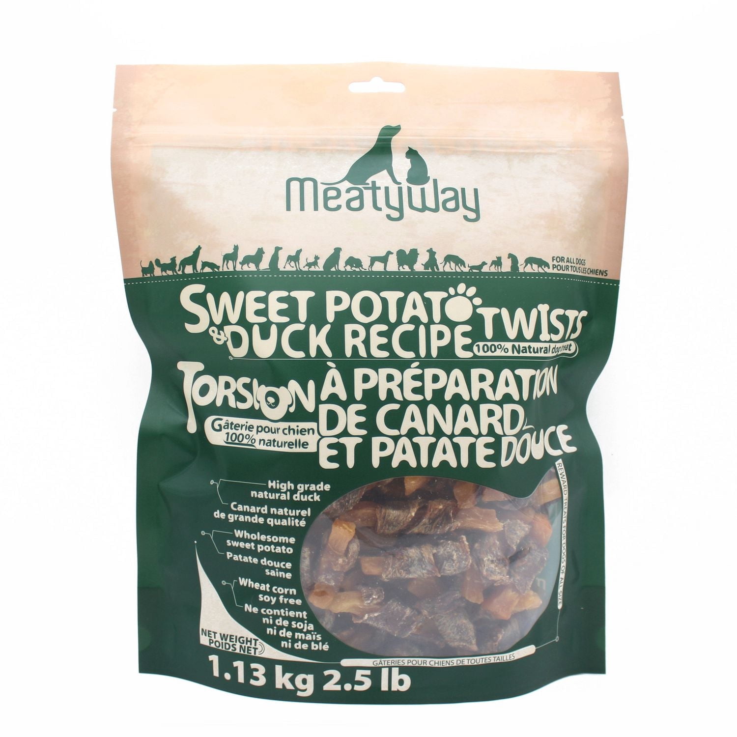 MeatyWay Sweet Potato and Duck Twists All Natural Dog Treats