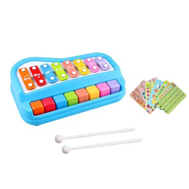lionlar 2 in 1 Baby Piano Xylophone Toy Instruments Toy for 0-3 Years Old Girls Boys Blue