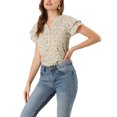 thumbnail image 4 of INSPIRE CHIC Blouse d'Été pour Femme à Fleurs, Col en V, à Étages, Manches Courtes, Boutonnée, 4 of 6