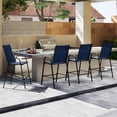 thumbnail image 2 of Gymax 4PCS Outdoor Bar Stools 29'' Fabric Bar Height Stools w/ Armrests & Footrest Navy, 2 of 10