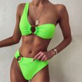 thumbnail image 1 of Weiqiqre Womens Swimsuits One Shoulder Bikini Twisted Ruched High Cut Bandeau Bikini Set Two Piece Swimsuit, 1 of 5