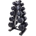 thumbnail image 1 of PRISP Hex Dumbbells Weight Set - 150 lb - Cast Iron Hand Weights with Rubber Grip and Vertical Dumbbell Rack; for Home Gym, Exercise and Fitness, 1 of 8