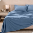 thumbnail image 3 of Bare Home Cozy Fleece Sheet Set - Extra Plush Polar Fleece - Deep Pocket - Split King, Coronet Blue, 3 of 9