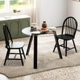 thumbnail image 2 of Costway 3 PCS Dining Set for 2 Round Table with 2 Chairs Solid Rubber Wood Frame Modern Black, 2 of 6