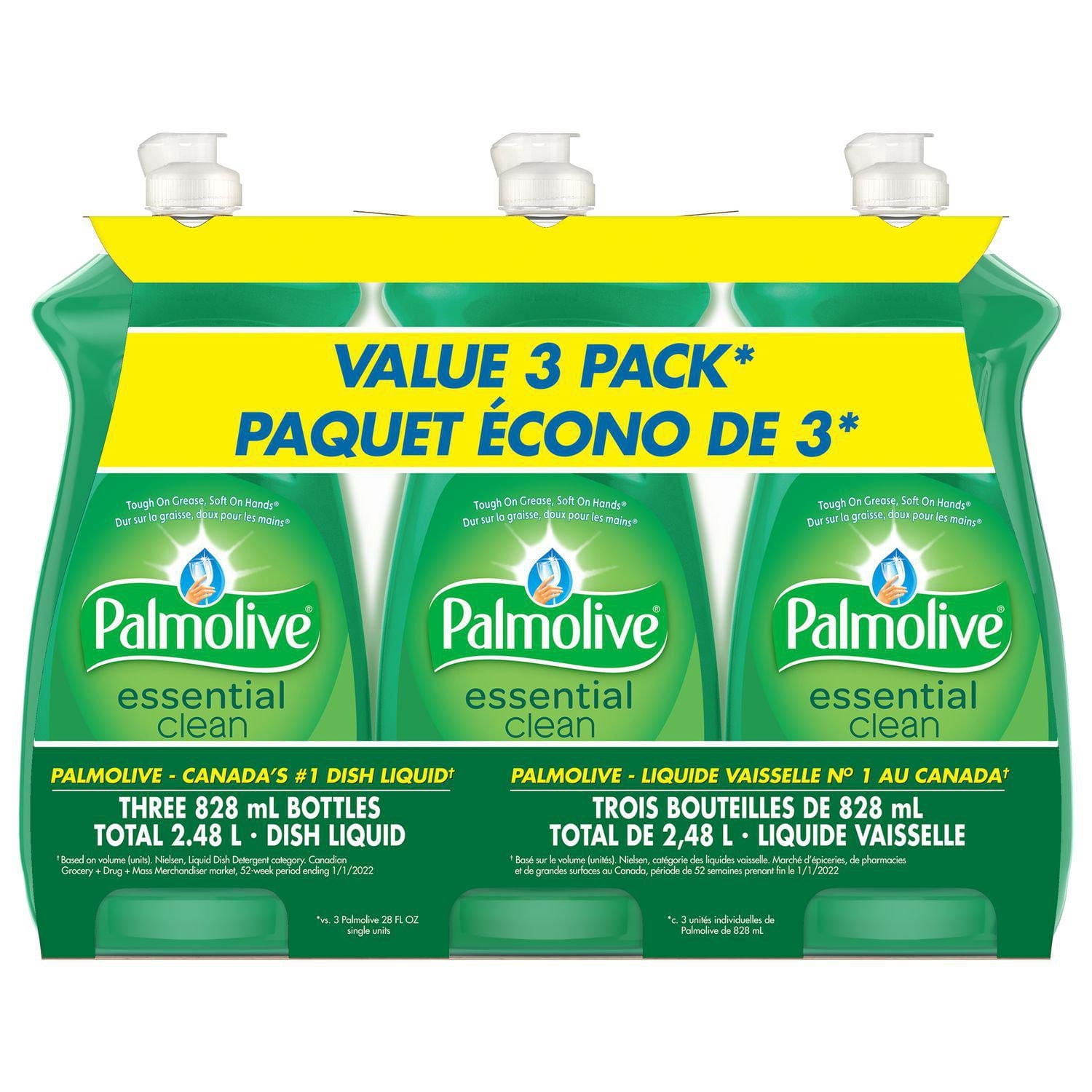 Palmolive Essential Clean Liquid Dish Soap, Original Scent 828ML 3PK