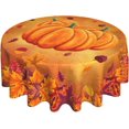 thumbnail image 1 of Fall Round Tablecloth Thanksgiving Table Cloths 60 Inch Washable Reusable Decoration Table Cover for Kitchen Party, 1 of 5