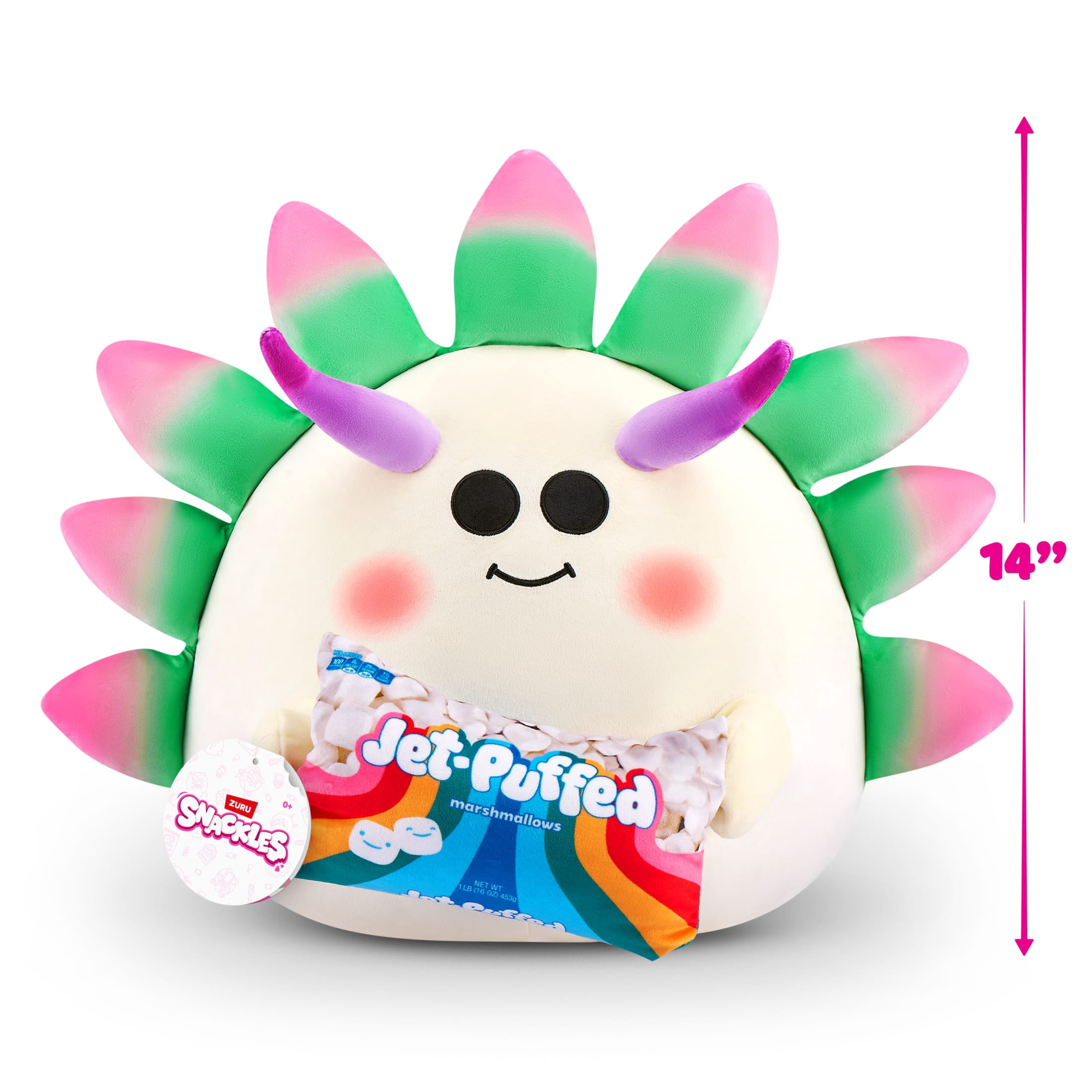 Snackles Peluche série 3 14 pouces sous licence de ZURU (Sea leaf slug w/Jet-Puffed) de ZURU, Peluche avec licence accessoires Snack Brand