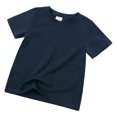 thumbnail image 3 of B91xZ T-Shirt Fille 2024 Mode Tee Teinture sur Nœuds Col Rond Manches Roulées Crop Top, Marine 6-7 Ans, 3 of 4