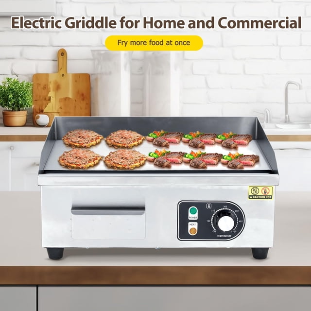 Kojooin Commercial Electric Teppanyaki Griddle, 3000W, Stainless Non-Stick
