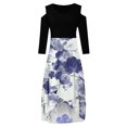 thumbnail image 4 of EQWLJWE Robes pour les Femmes Grande Taille Dégradé Floral Imprimé Épissage Cou Plus Robe Off Femmes Ourlet Partie Sexy Ronde Pull Manches, 4 of 4