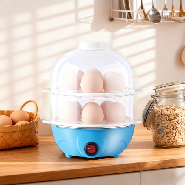 yulier Egg Cooker, 14 Eggs Capacity 2-Tier Rapid Egg Cooker for Medium, Hard Boiled, Poached Eggs - Electric Egg Cooker, Kitchen Small Appliance