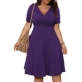 thumbnail image 1 of EGNMCR Robes de Vacances pour Femmes Robe Décontractée Grande Taille Col en V Manches Courtes Boho avec Poches, 1 of 6