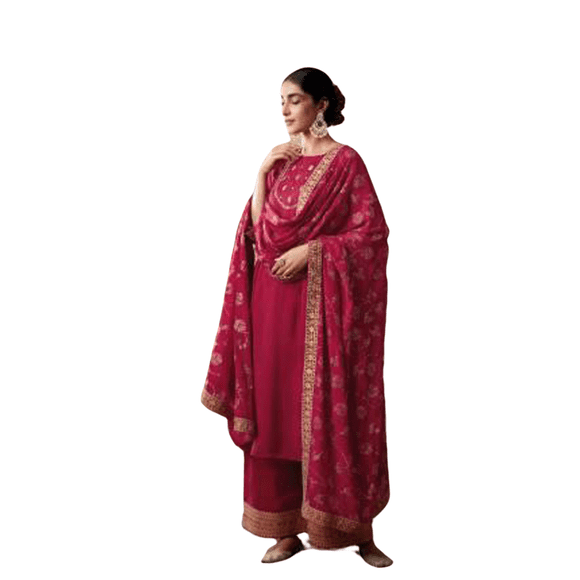 Custom Made Women Indian Designer Palazzo Kurta Dupatta Pakistani Pink Salwar Kameez Combo
