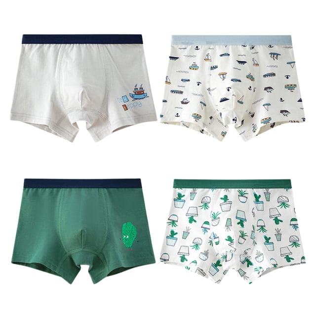 MIASHUI Boys Cotton Boxer Briefs Comfortable Underwear Cute Cartoon Underpants 4 Pack,170