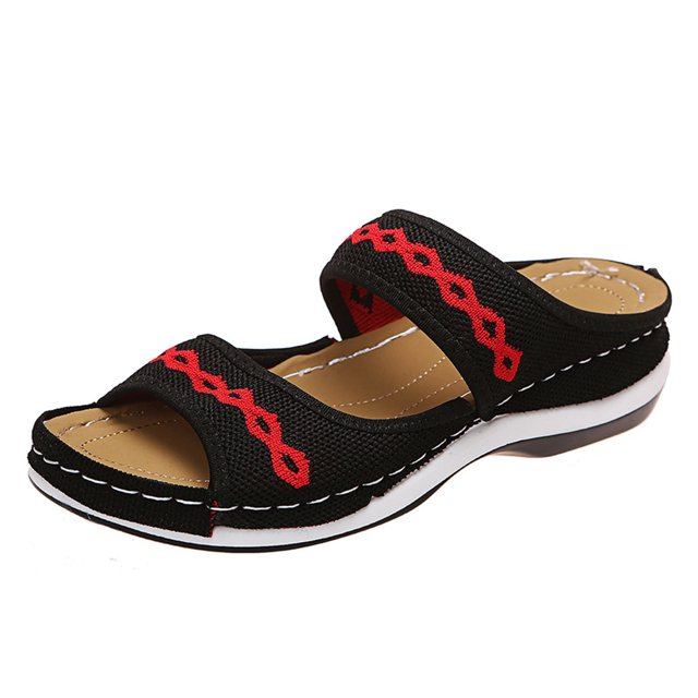 CEHVOM Chaussures pour Femmes Tricot Crochet Fleur Confortable Talon Compensé Sandales