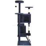 CoSoTower 63" Cat Tree, Multi-Level Cat Tower with Scratching Posts, Cat Condos, Bed, Platforms, Ramp, Toy Ball, Dark Blue