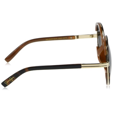 Jessica Simpson Lunettes de Soleil Rondes pour Femmes J5443 Oxts Non Polarisées Iridium Écaille Noire 68 mm