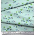 thumbnail image 2 of Soimoi Green Cotton Poplin Fabric Tree & Rhinoceros Animal Print Fabric by the Yard 42 Inch Wide, 2 of 5