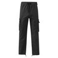 thumbnail image 3 of Faithtur Men Baggy Pants Drawstring Waistband Contrast Color Cargo Pants Multiple Pockets Jogger Pants, 3 of 5