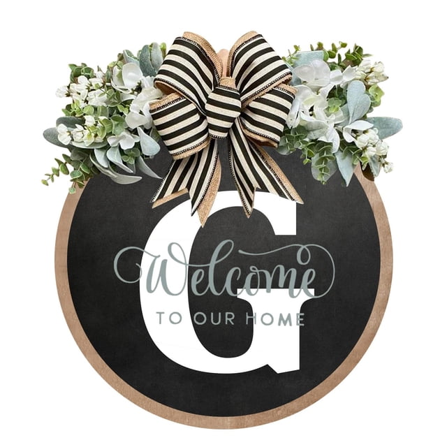 Front Door Wreath With Last Name And Year Design For Year-Round Hanging Decor 30 cm x 30 cm