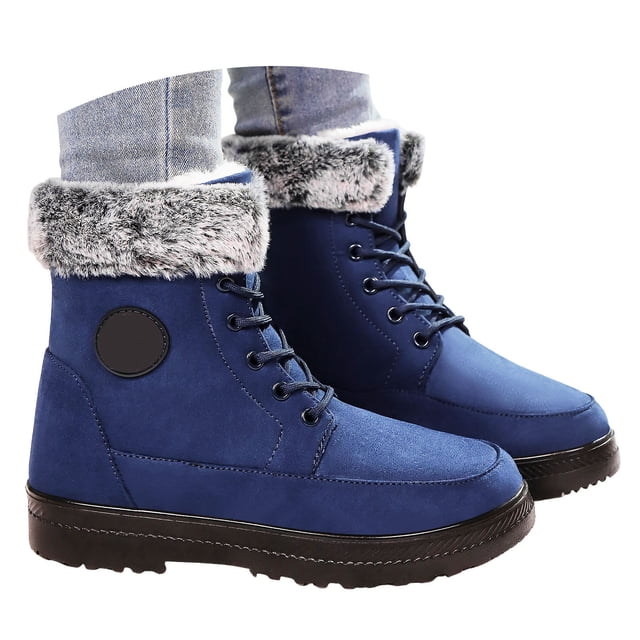 Mepaouo Bottes d'Hiver pour Femmes à la Cheville, Imperméables, à Lacets, Bottillons de Randonnée Antidérapants, Chaussures de Marche d'Extérieur