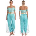 thumbnail image 1 of TiaoBug Combinaison Épaules Dénudées à Sequins Brillants pour Femmes avec Ras du Cou Combinaisons à Franges Fluides une Pièce Turquoise S, 1 of 6