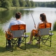thumbnail image 4 of Chaise de Réalisateur Surdimensionnée de 400 Lb avec Table d'Appoint, Chaise de Pelouse Pliante Portable Robuste avec Pochette de Rangement, Camping Extérieur Plage Sports, Orange/rouge/marine/noir, 4 of 7