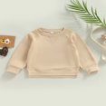 thumbnail image 3 of MesaSe Bébé Garçon Fille Solide Coton Pull Col Rond Manches Longues T-Shirt Tops Printemps Vêtements d'Automne Brun 2-3 Ans, 3 of 7