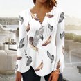 thumbnail image 2 of Pompotops Mode Décontractée pour Femmes Col Rond Manches Longues Bouton Imprimé Haut Blouse en Solde, 2 of 4