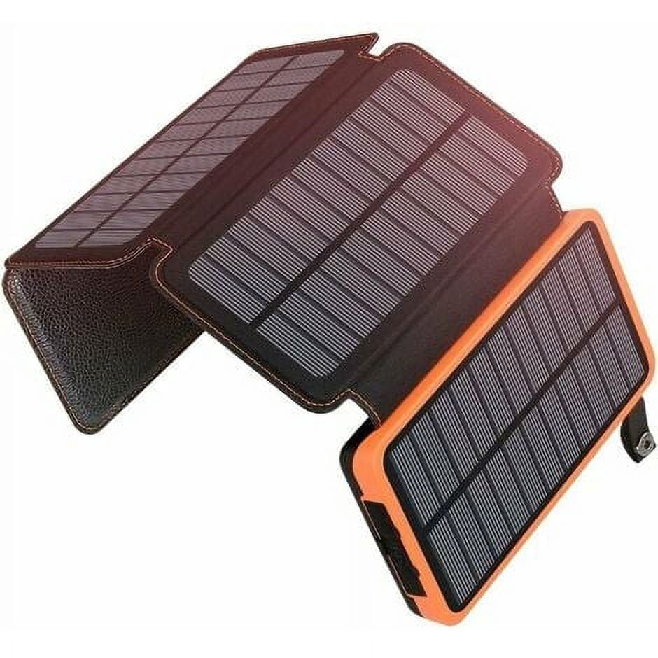 Ultra-Portable External Battery with 4 Panels for Camping, Phones & Tablets Waterproof 25000mAh Solar Power Bank