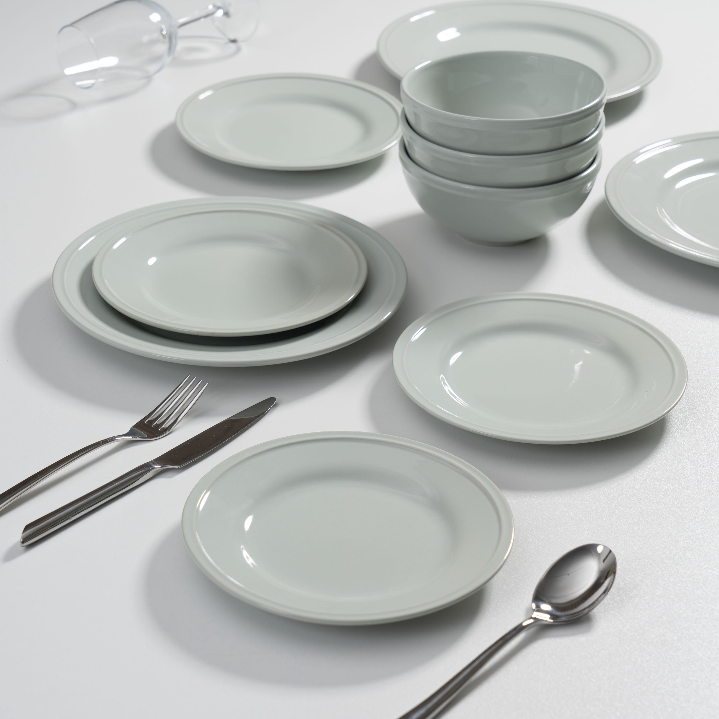 Mainstays Darby Green 12Piece Stoneware Dinnerware Set