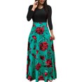 thumbnail image 1 of Robe de Plage à Manches Longues pour Femme à Col Rond à Imprimé Floral, Robe Longue Maxi de Soirée pour Dame, 1 of 2