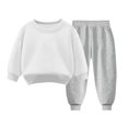 thumbnail image 2 of Pisexur Ensemble 2 Pcs pour Bébé Filles Garçons Automne Hiver Mode Décontractée Polaire Couleur Unie Manches Longues Col Rond Chandails en Molleton et Pantalons Vêtements de Détente Ensemble de Survêtement pour Enfants 3-8 Ans, 2 of 4