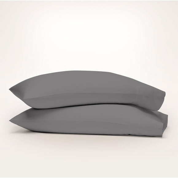 Purity Home 100% Organic Cotton Pillowcases, 300 Thread Count Percale, Breathable, Super Soft, & Cozy 2-Piece - King Dark Gray