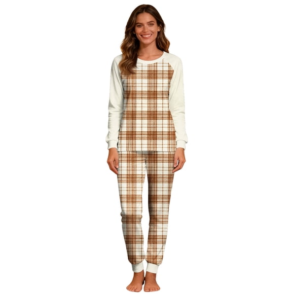 RXMEKW Christmas Pajama Set for Women Long Sleeve Top and Pants with Tree Print Family Matching Holiday Sleepwear for Men and Kids