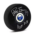 thumbnail image 1 of Pierre Turgeon Autographed Buffalo Sabres Hockey Puck with HOF Note, 1 of 2