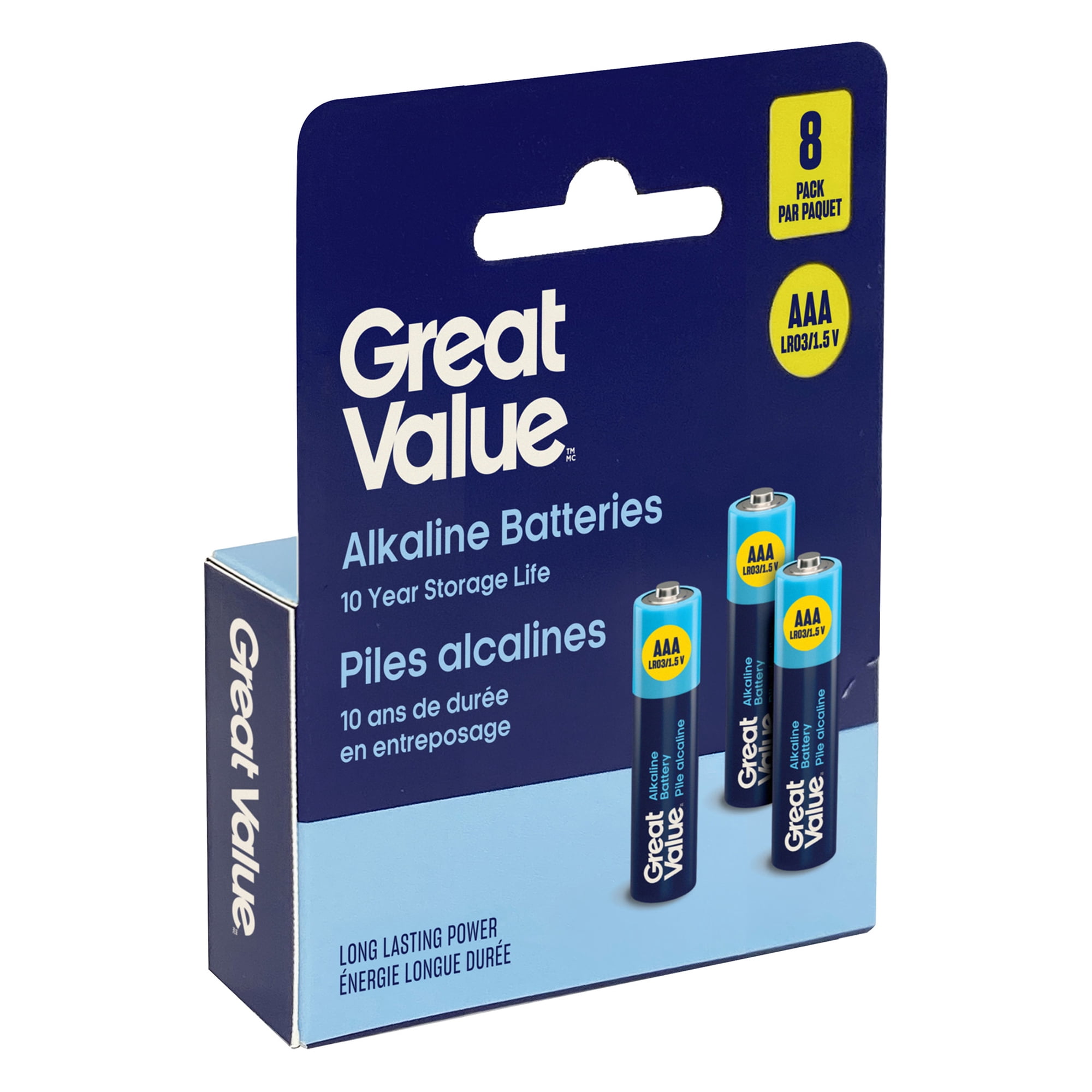 Great Value AAA LR03/1.5 V Alkaline Batteries 8 Pack