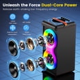 thumbnail image 2 of JYX Large Bluetooth Speaker, Portable Party Speaker with 2 Microphones & LED Light & Remote Control, Subwoofer, Partybox, 2 of 11