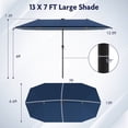 thumbnail image 3 of Costway 13 FT Large Patio Umbrella with LED Solar Lights Crank Handle 12 Heavy-Duty Ribs Navy, 3 of 10
