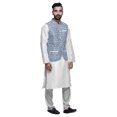 thumbnail image 2 of Atasi Kurta Pyjama Traditionnel Uni à Col Mandarin avec Ensemble de Veste Imprimée, 2 of 3