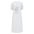 thumbnail image 4 of LOVZFMLL Women's Summer Solid Color Short Sleeve -Neck Dress White 5XL, 4 of 7