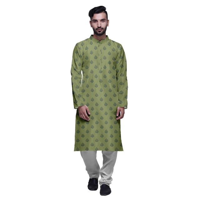 Atasi Kurta Pyjama de Fête pour Hommes, Col Mandarin, Ensemble Ethnique Imprimé Kurta